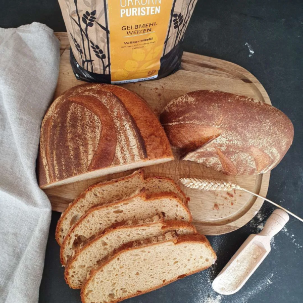 Gelbmehlweizen all-in-one. Mehlpackung, Dekotuch, Getreideähre, Holzschaufel klein